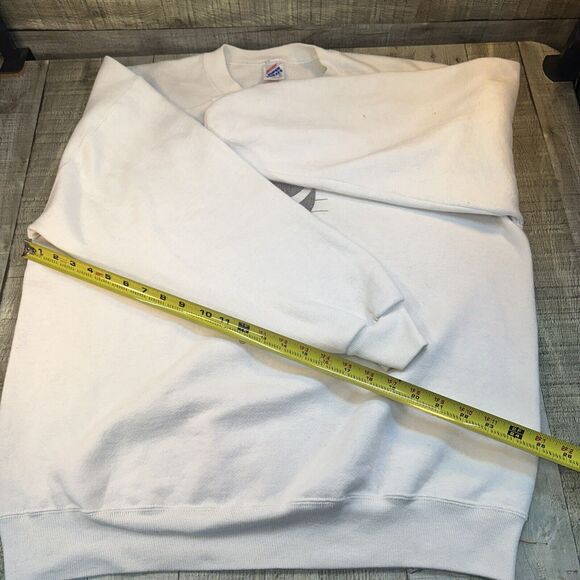 Vintage 92 Albertville Olympics White Crew (XL) Jerzees 3m Promo Reflects - Picture 8 of 9